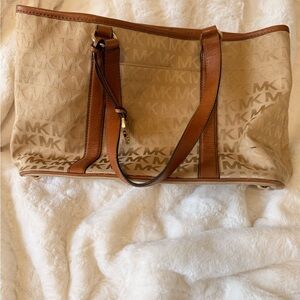 Michael Kors Brown and Tan Logo Tote